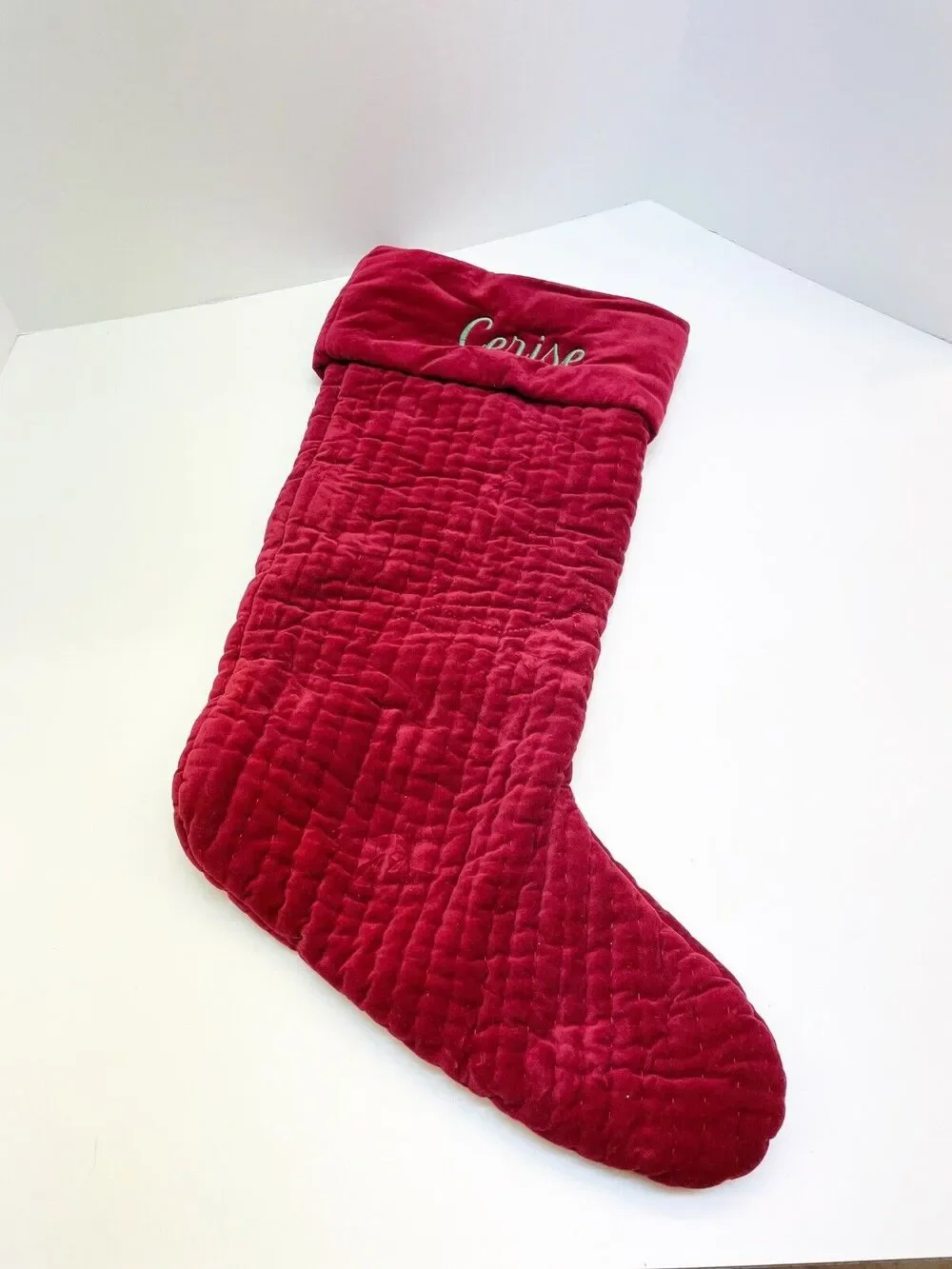 Pottery Barn Red Velvet Large Soft Stocking Personalized Cerise NWT